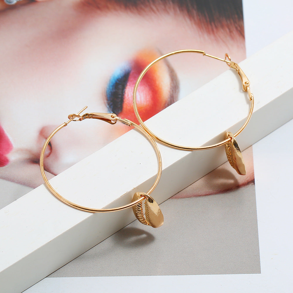 Simple Shell Earrings Geometric Circle Earrings