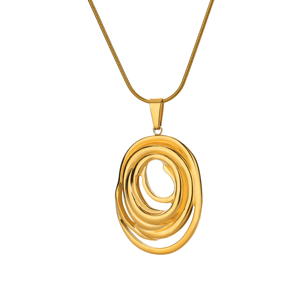 Fashionable Geometric Pendant Necklace With Intertwined Lines