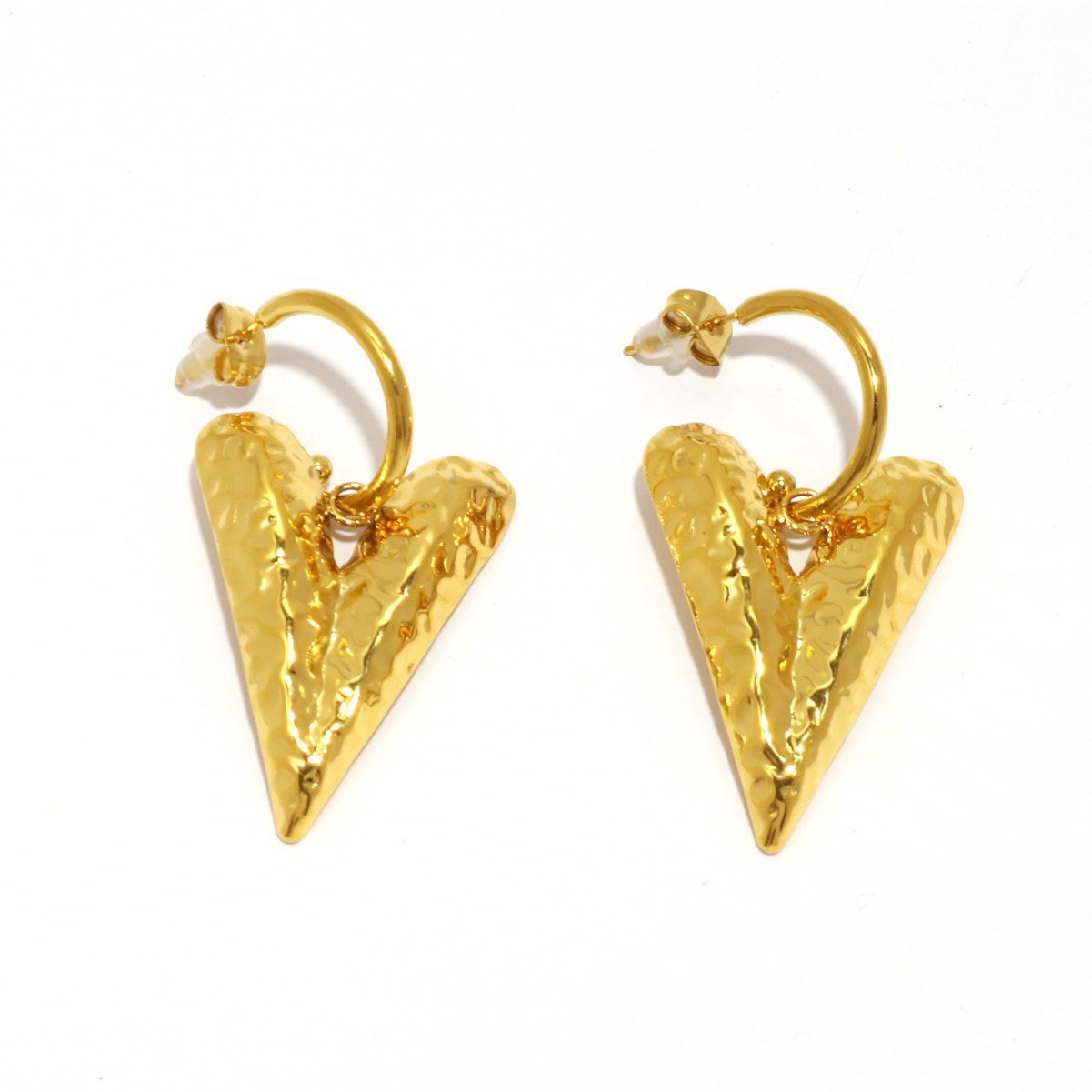 Stainless Steel 18K Gold Love Texture Ear Studs