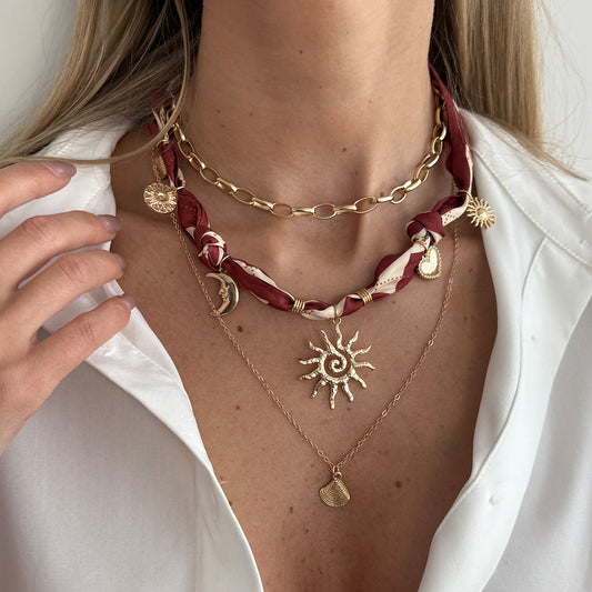 Sweet Edgy And Spicy Silk Scarf Style Colorful Necklace