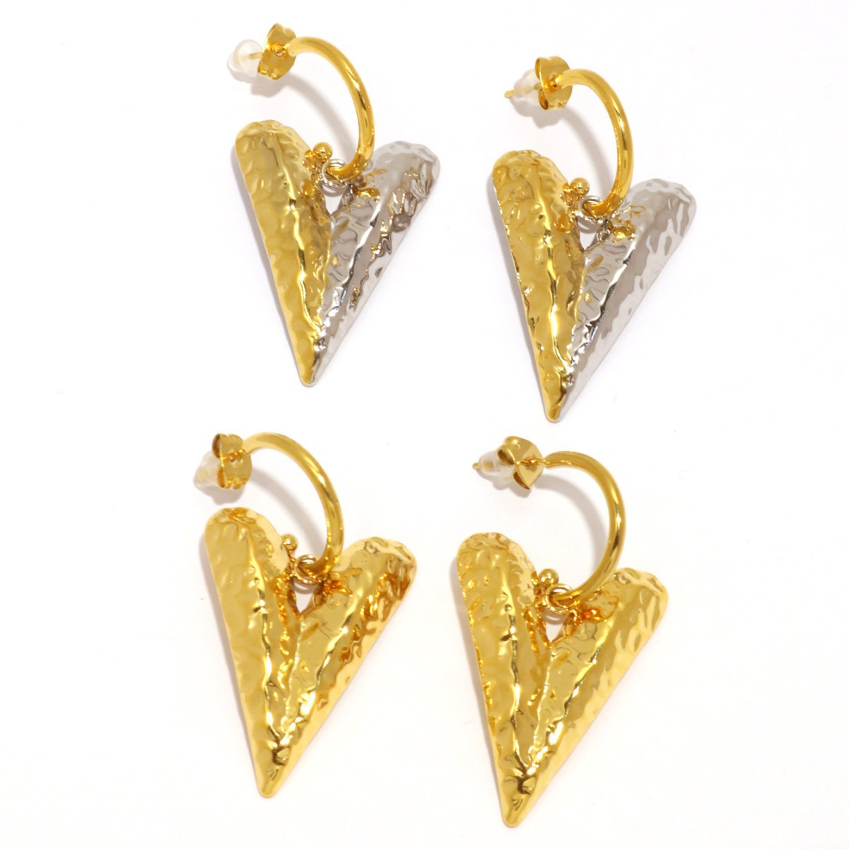 Stainless Steel 18K Gold Love Texture Ear Studs