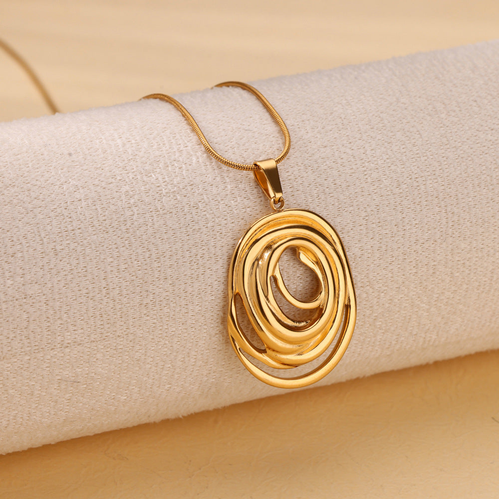 Fashionable Geometric Pendant Necklace With Intertwined Lines