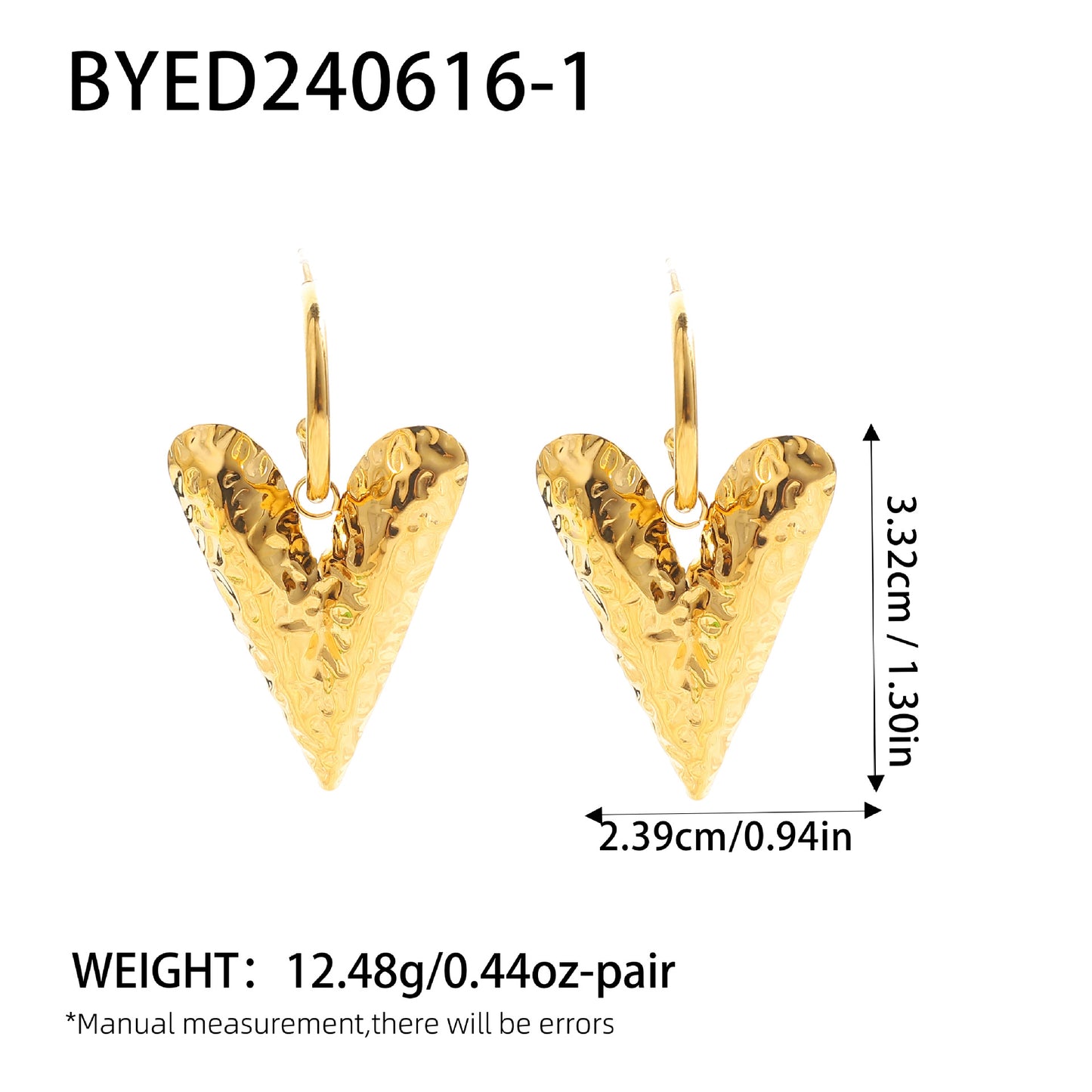 Stainless Steel 18K Gold Love Texture Ear Studs